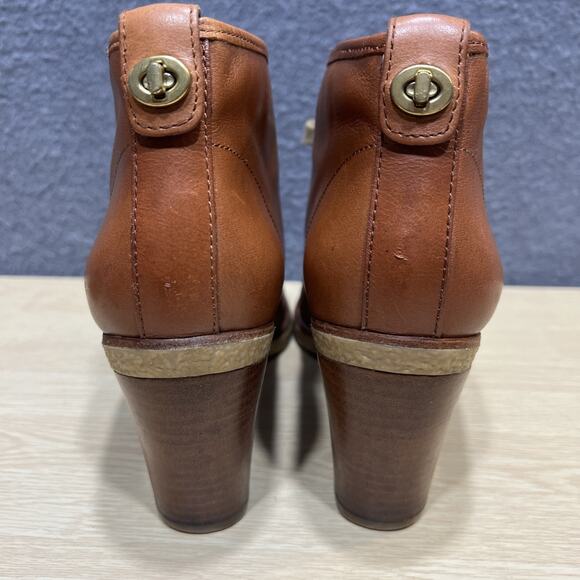 Coach Nikol Leather Lace Up High Heels Bootie Brown Womens Size 9.5B Q1666 - Picture 4 of 12